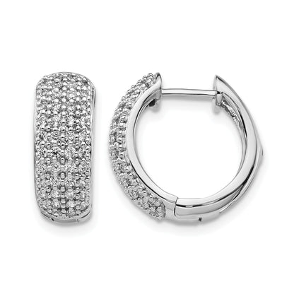 14K Weißgold Creolen mit echten Diamanten und Klappscharnier