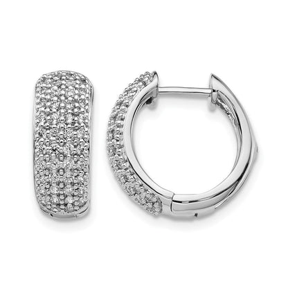14K Weißgold Creolen mit echten Diamanten und Klappscharnier