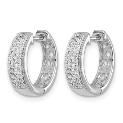 14K Weißgold Creolen mit echten Diamanten und Klappscharnier