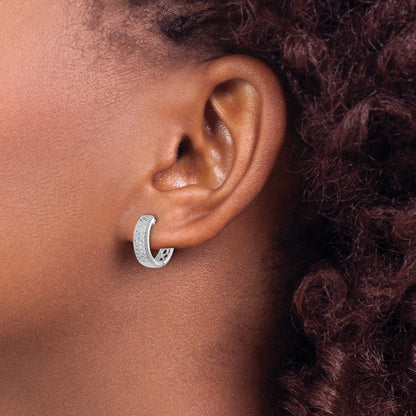 14K Weißgold Creolen mit echten Diamanten und Klappscharnier