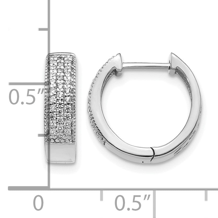 14K Weißgold Creolen mit echten Diamanten und Klappscharnier