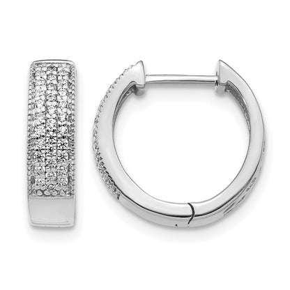 14K Weißgold Creolen mit echten Diamanten und Klappscharnier