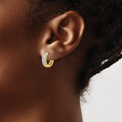 14K Gelbgold Creolen mit echten Diamanten und Klappscharnier