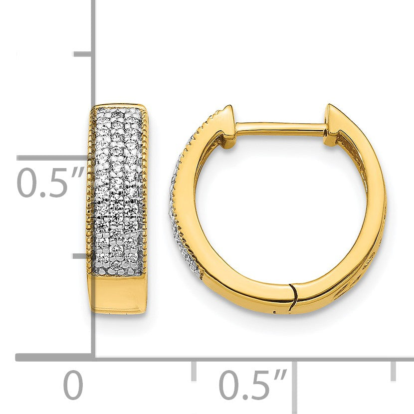 14K Gelbgold Creolen mit echten Diamanten und Klappscharnier
