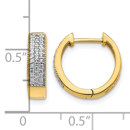 14K Gelbgold Creolen mit echten Diamanten und Klappscharnier