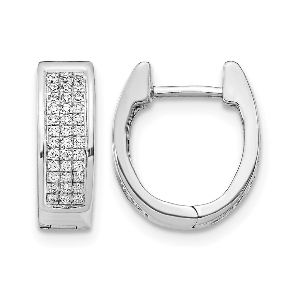 10K Weißgold Diamant Klein Klappbar Oval Creolen