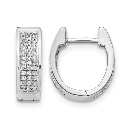10K Weißgold Diamant Klein Klappbar Oval Creolen