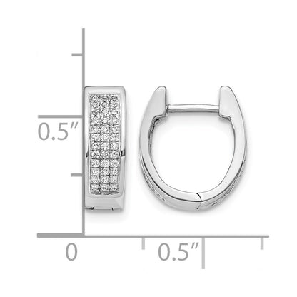 14K Weißgold Diamant Ovale Creolen mit Klappscharnier, klein