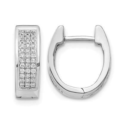14K Weißgold Diamant Ovale Creolen mit Klappscharnier, klein