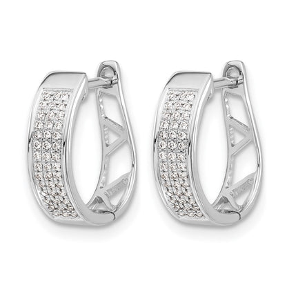 14K Weißgold Creolen mit ovalem Scharnier und echten Diamanten
