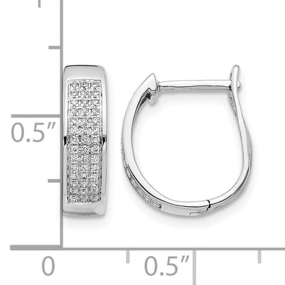 14K Weißgold Creolen mit ovalem Scharnier und echten Diamanten