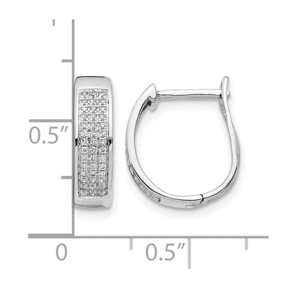 14K Weißgold Creolen mit ovalem Scharnier und echten Diamanten