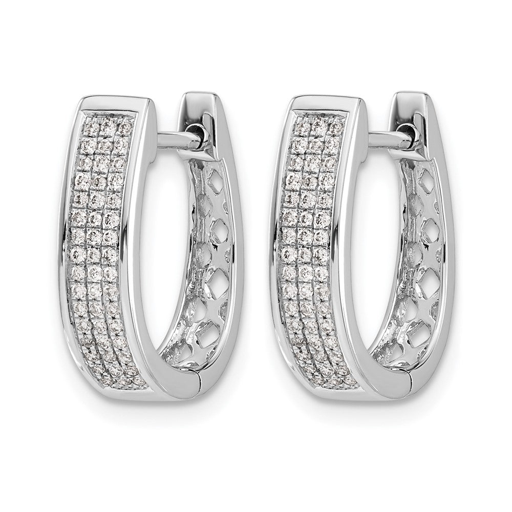 14K Weißgold Ovale Creolen mit echten Diamanten, mittelgroß, mit Scharniermechanismus