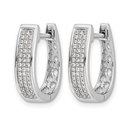14K Weißgold Ovale Creolen mit echten Diamanten, mittelgroß, mit Scharniermechanismus