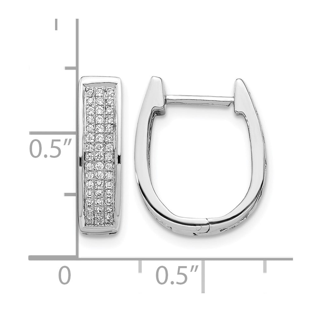14K Weißgold Ovale Creolen mit echten Diamanten, mittelgroß, mit Scharniermechanismus