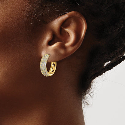 14K Gelbgold Creolen mit echten Diamanten und Scharniermechanismus
