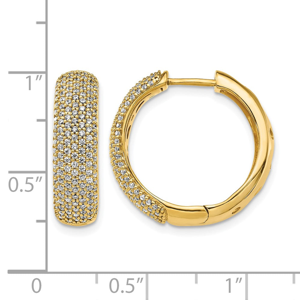 14K Gelbgold Creolen mit echten Diamanten und Scharniermechanismus