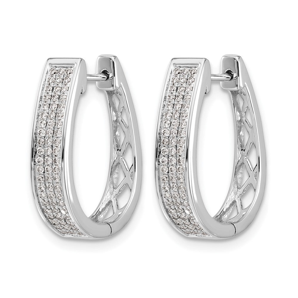 14K Weißgold Diamant Große Ovale Creolen mit Klappscharnier