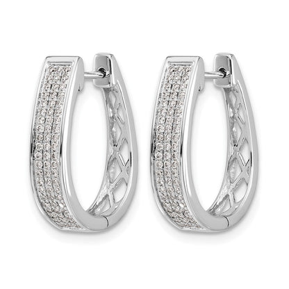 14K Weißgold Diamant Große Ovale Creolen mit Klappscharnier
