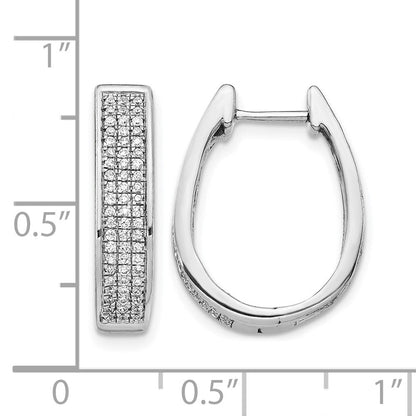 14K Weißgold Diamant Große Ovale Creolen mit Klappscharnier