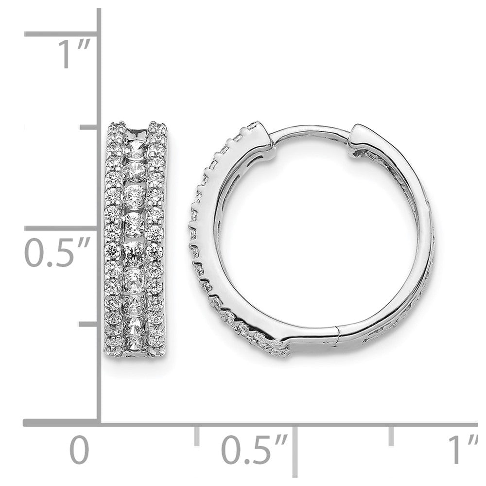 14K Weißgold Creolen mit Scharnier und echten Diamanten