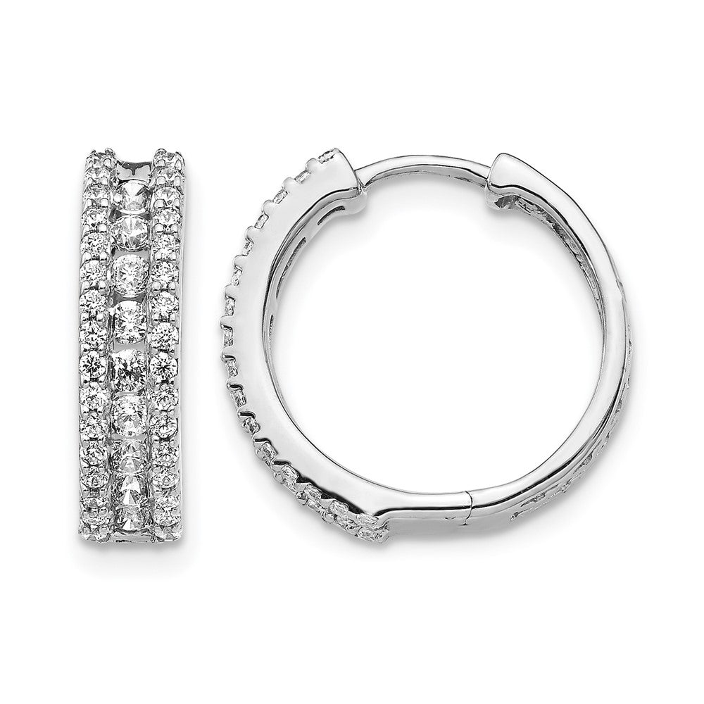 14K Weißgold Creolen mit Scharnier und echten Diamanten
