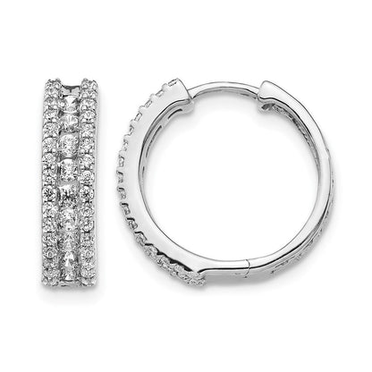 14K Weißgold Creolen mit Scharnier und echten Diamanten