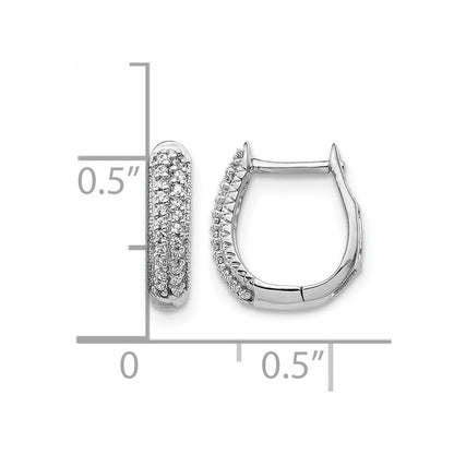 10K Weißgold Poliert Diamant Klappbar Creolen