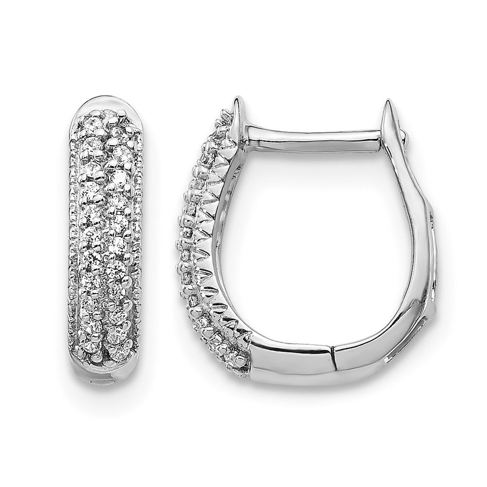 10K Weißgold Poliert Diamant Klappbar Creolen