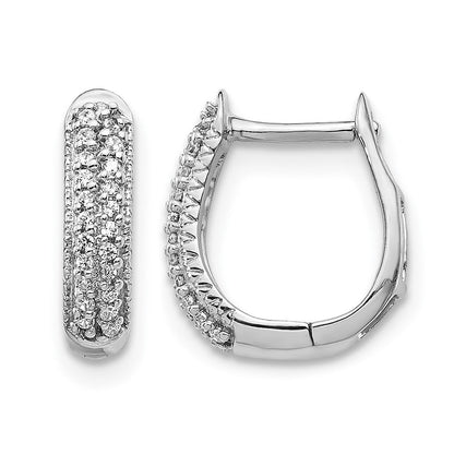 10K Weißgold Poliert Diamant Klappbar Creolen