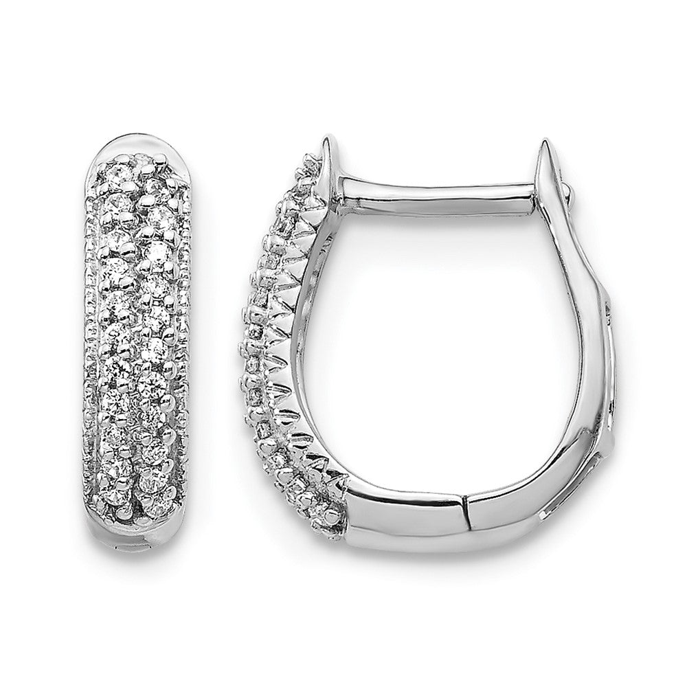 14K Weißgold Diamant Creolen mit Klappscharnier, poliert