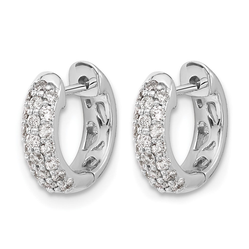 14K Weißgold Creolen mit Klappscharnier und echten Diamanten