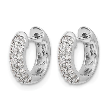 14K Weißgold Creolen mit Klappscharnier und echten Diamanten