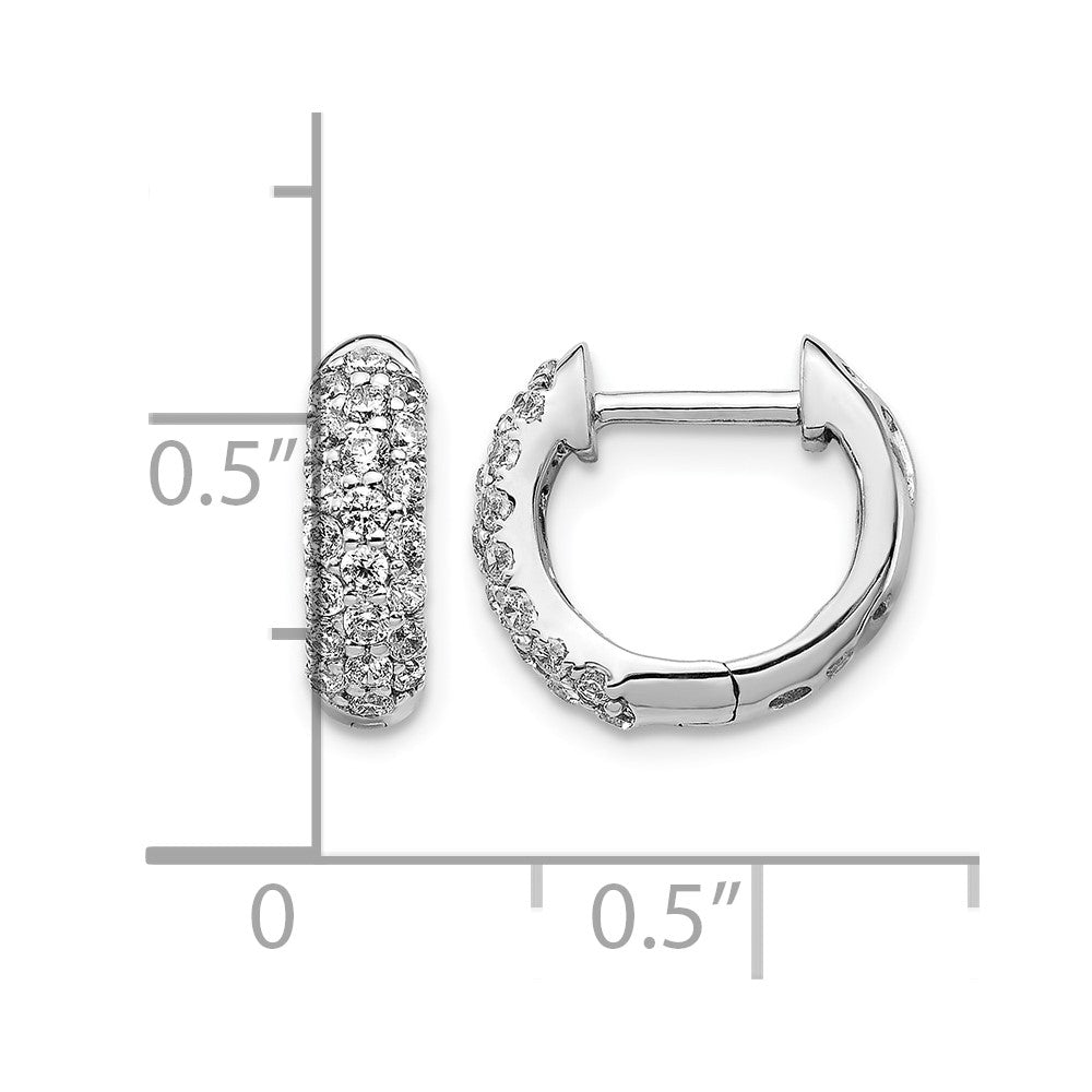 14K Weißgold Creolen mit Klappscharnier und echten Diamanten