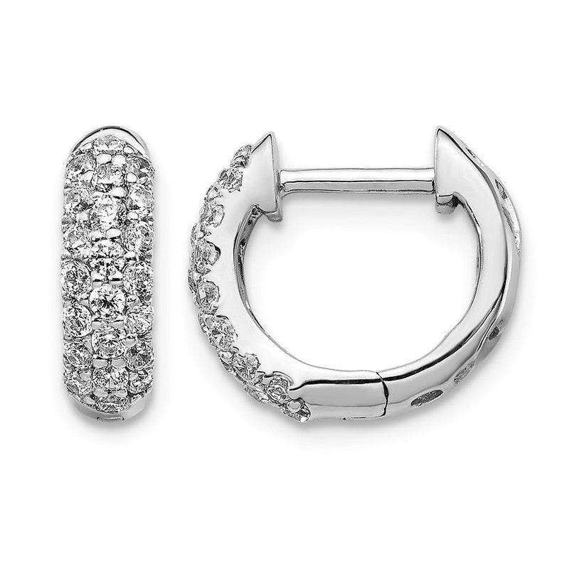 14K Weißgold Creolen mit Klappscharnier und echten Diamanten