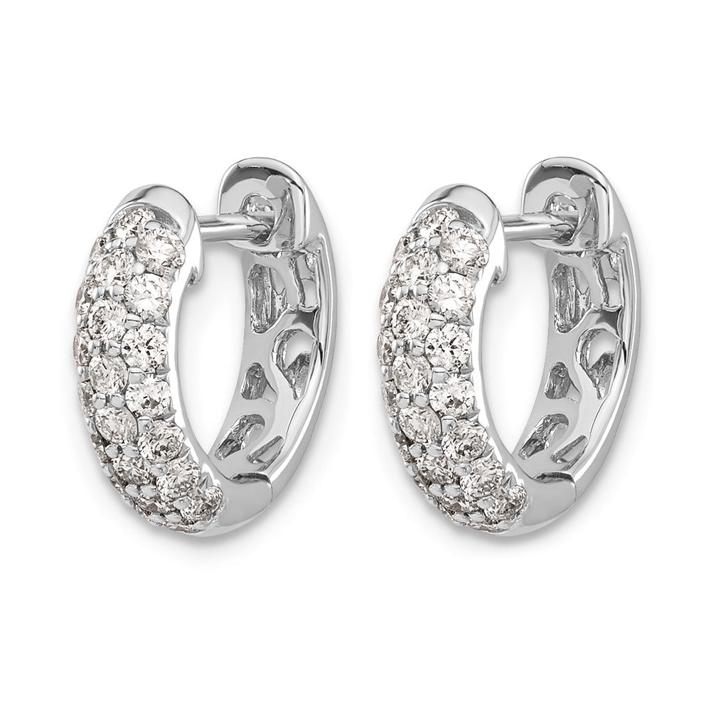 14K Weißgold Creolen mit echten Diamanten und Klappscharnier