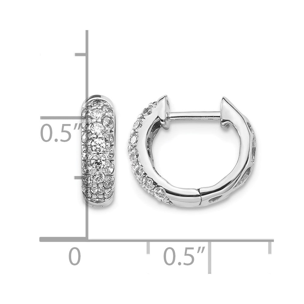 14K Weißgold Creolen mit echten Diamanten und Klappscharnier