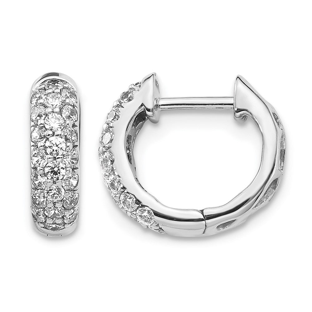 14K Weißgold Creolen mit echten Diamanten und Klappscharnier