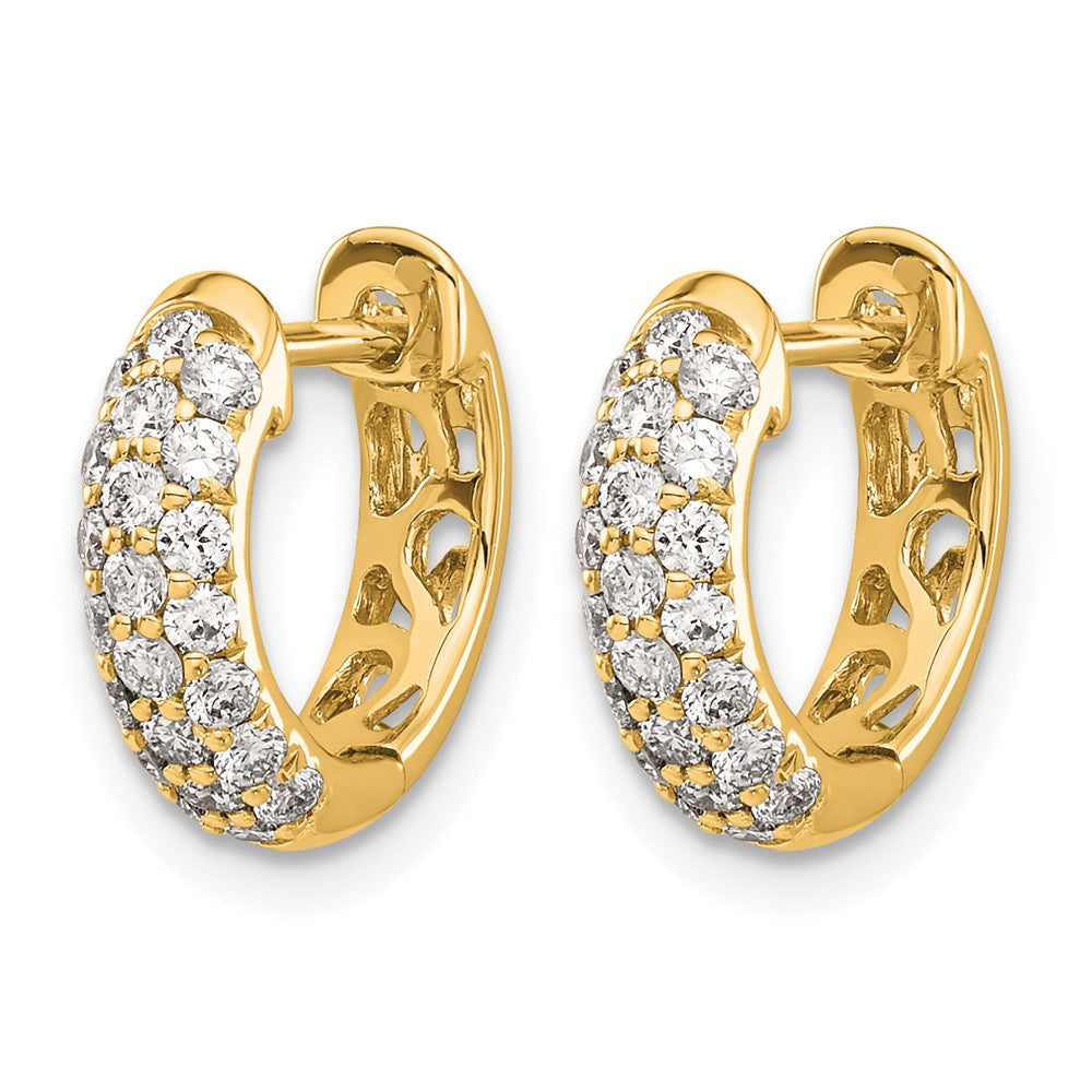 14K Gelbgold Creolen mit echten Diamanten und Scharnier