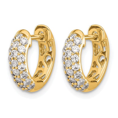 14K Gelbgold Creolen mit echten Diamanten und Scharnier