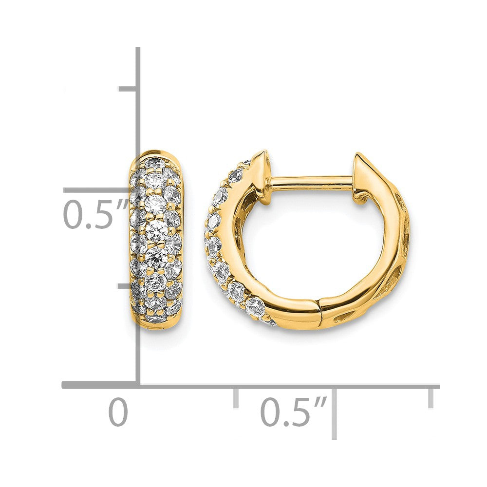 14K Gelbgold Creolen mit echten Diamanten und Scharnier