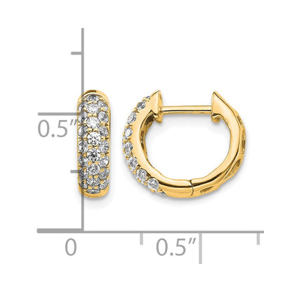 14K Gelbgold Creolen mit echten Diamanten und Scharnier