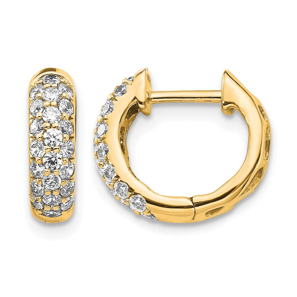 14K Gelbgold Creolen mit echten Diamanten und Scharnier