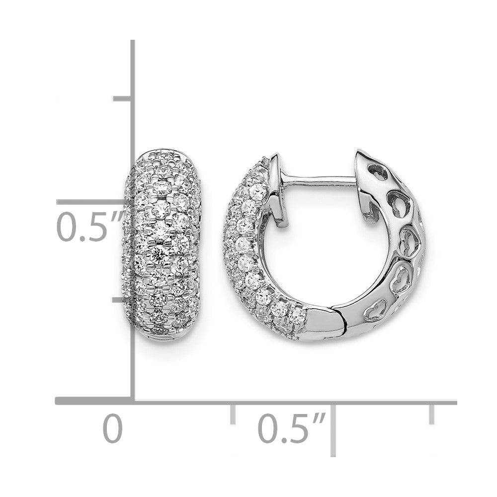 14K Weißgold Creolen mit echten Diamanten und Klappscharnier