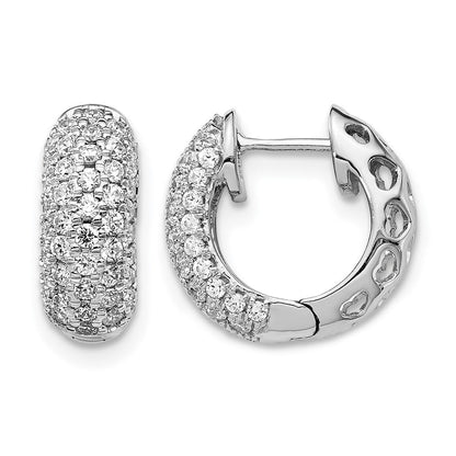 14K Weißgold Creolen mit echten Diamanten und Klappscharnier