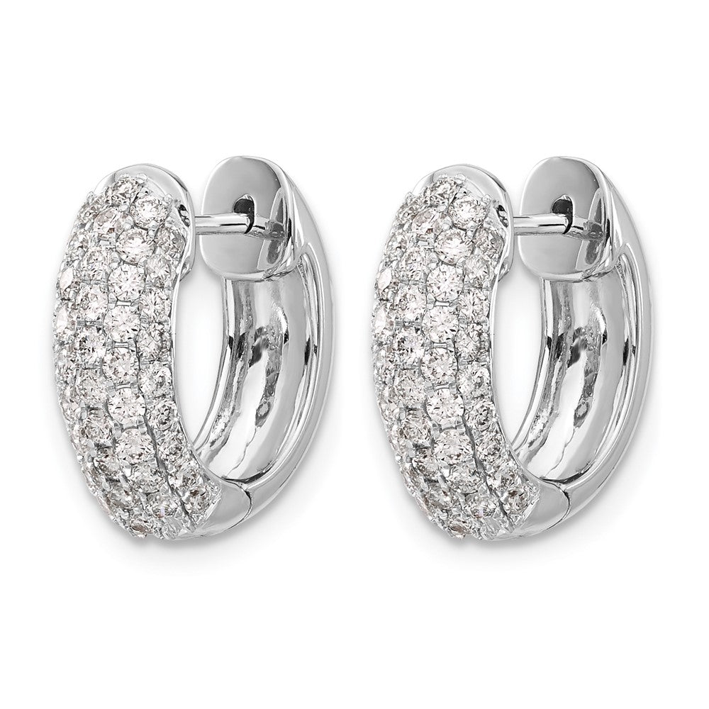 14K Weißgold Creolen mit Klappscharnier und echten Diamanten