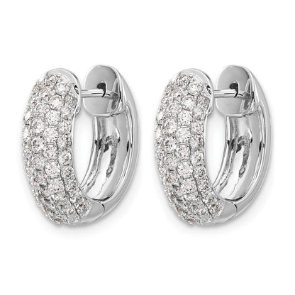 14K Weißgold Creolen mit Klappscharnier und echten Diamanten