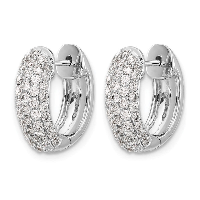 14K Weißgold Creolen mit Klappscharnier und echten Diamanten