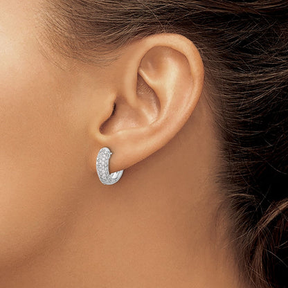14K Weißgold Creolen mit Klappscharnier und echten Diamanten