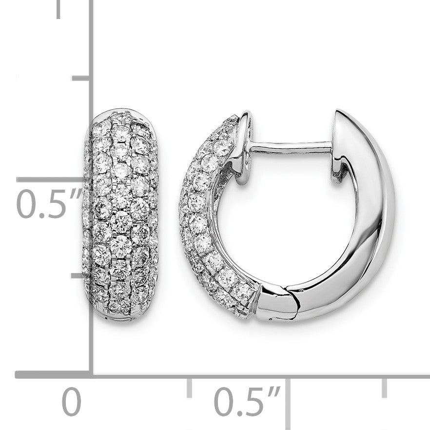 14K Weißgold Creolen mit Klappscharnier und echten Diamanten